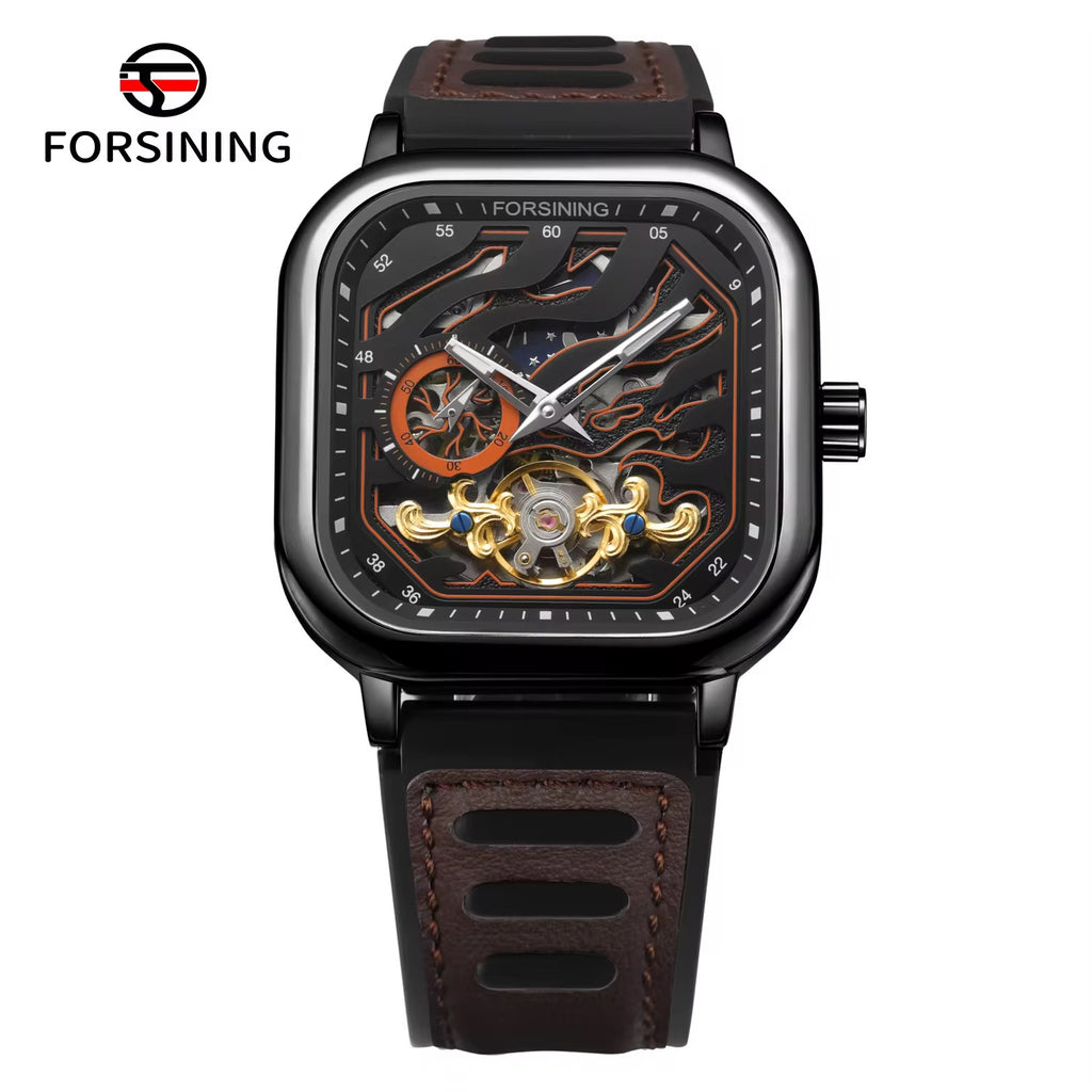 Montre Forsining Automatique – Édition Flamme Noire & Or